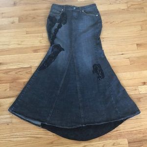 Bisou Bisou Black Denim Mermaid skirt.